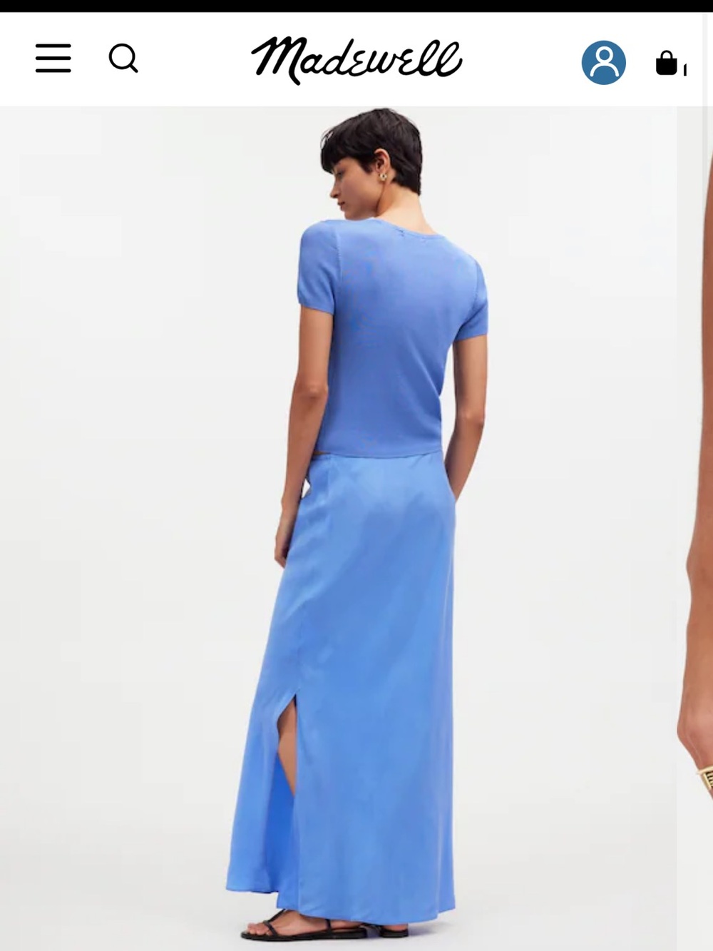 NWT Madewell Tie-Waist Maxi Slip Skirt Cupro Blend Maxi Skirt Celeste Size 12 - Picture 4 of 6